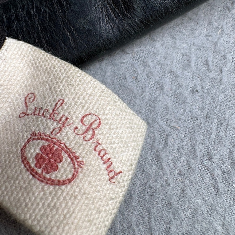 Lucky Brand Vintage Inspired Black Pebbled Leather Hobo Bag Whipstitch Detail - Picture 9 of 13
